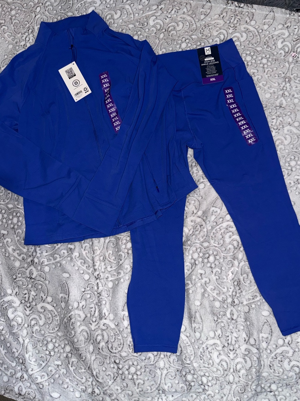 Memberโs Mark Womenโs XXL Blue Activewear Jacket & Leggings Set NWT